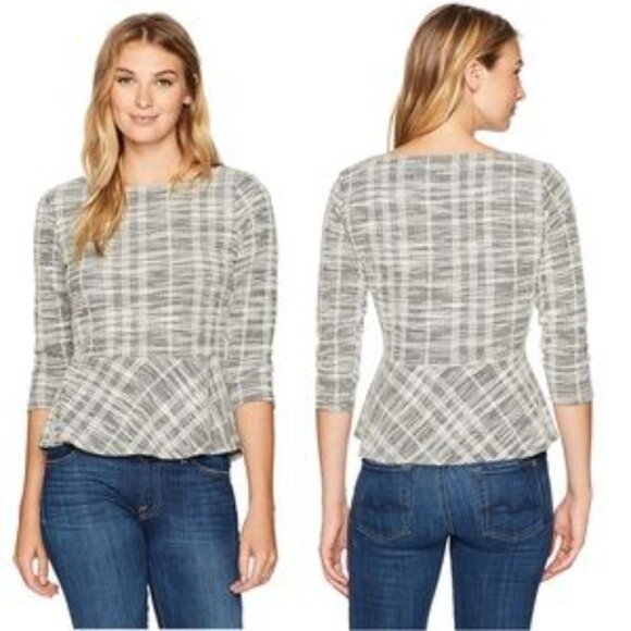 Ivanka Trump Tops - EUC Ivanka Trump Black and White Tweed Peplum Top Size Large